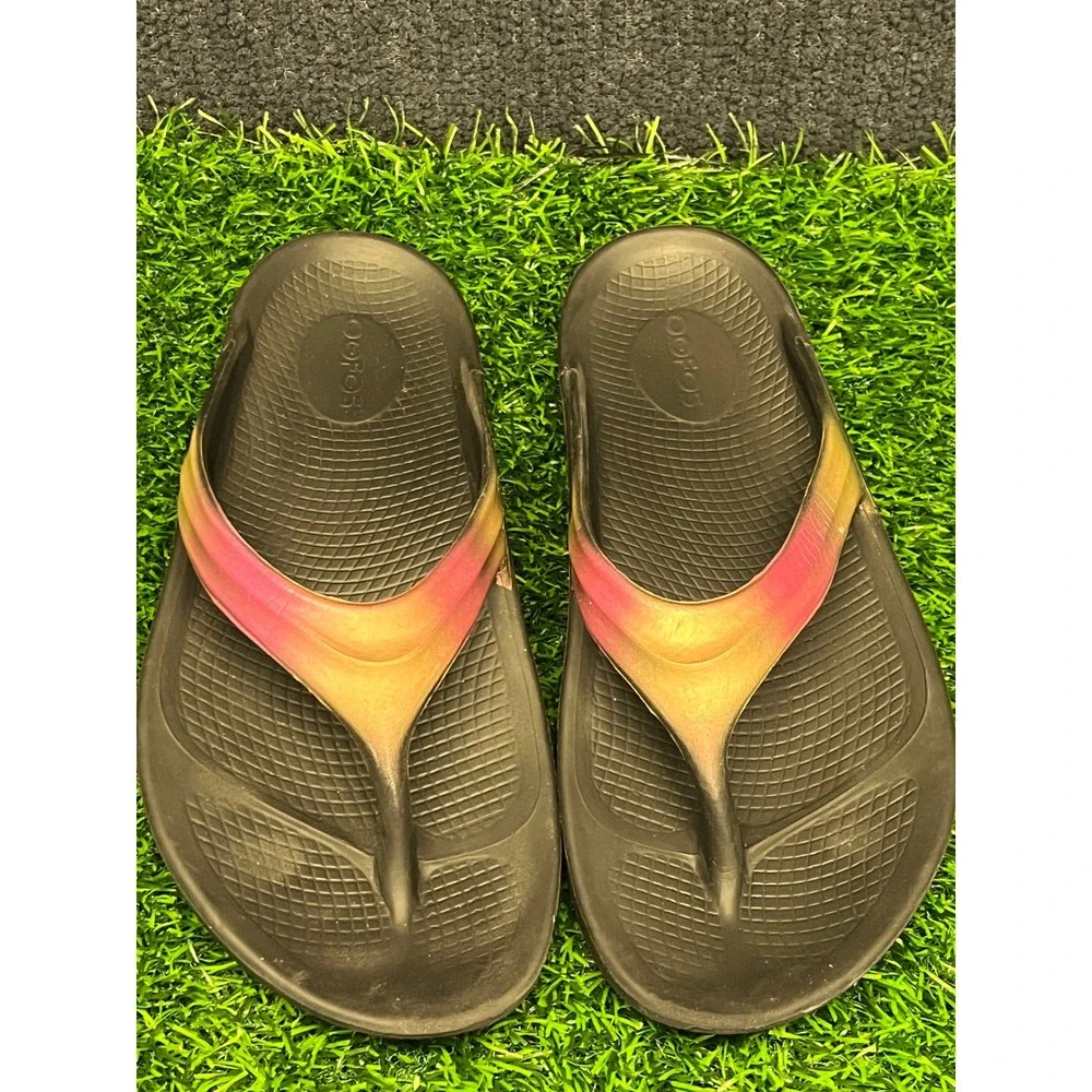 Oofos OOlala Women 10 Black Sunset Ombre Recovery Sandals Flip Flops EU 41
